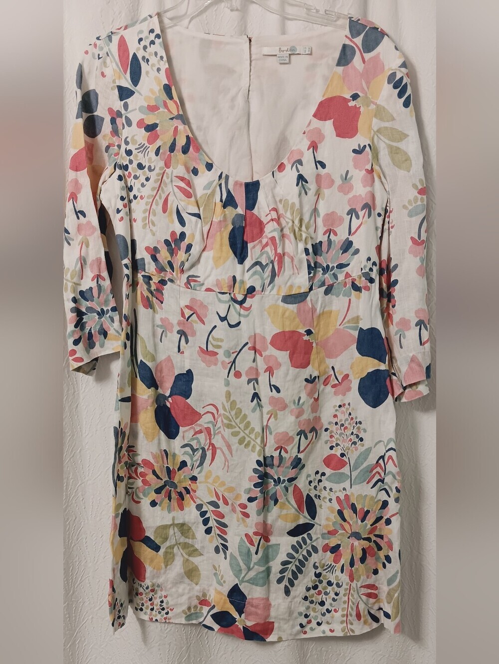 Boden Floral Scoop-Neck Mini Dress in Multicolor Size 8